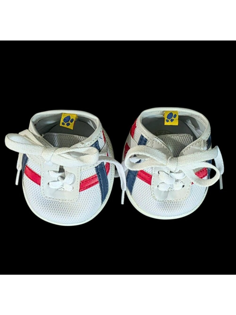 Build-A-Bear Sports Tennis Shoes Gym Sneakers White Red Blue Striped Athletic